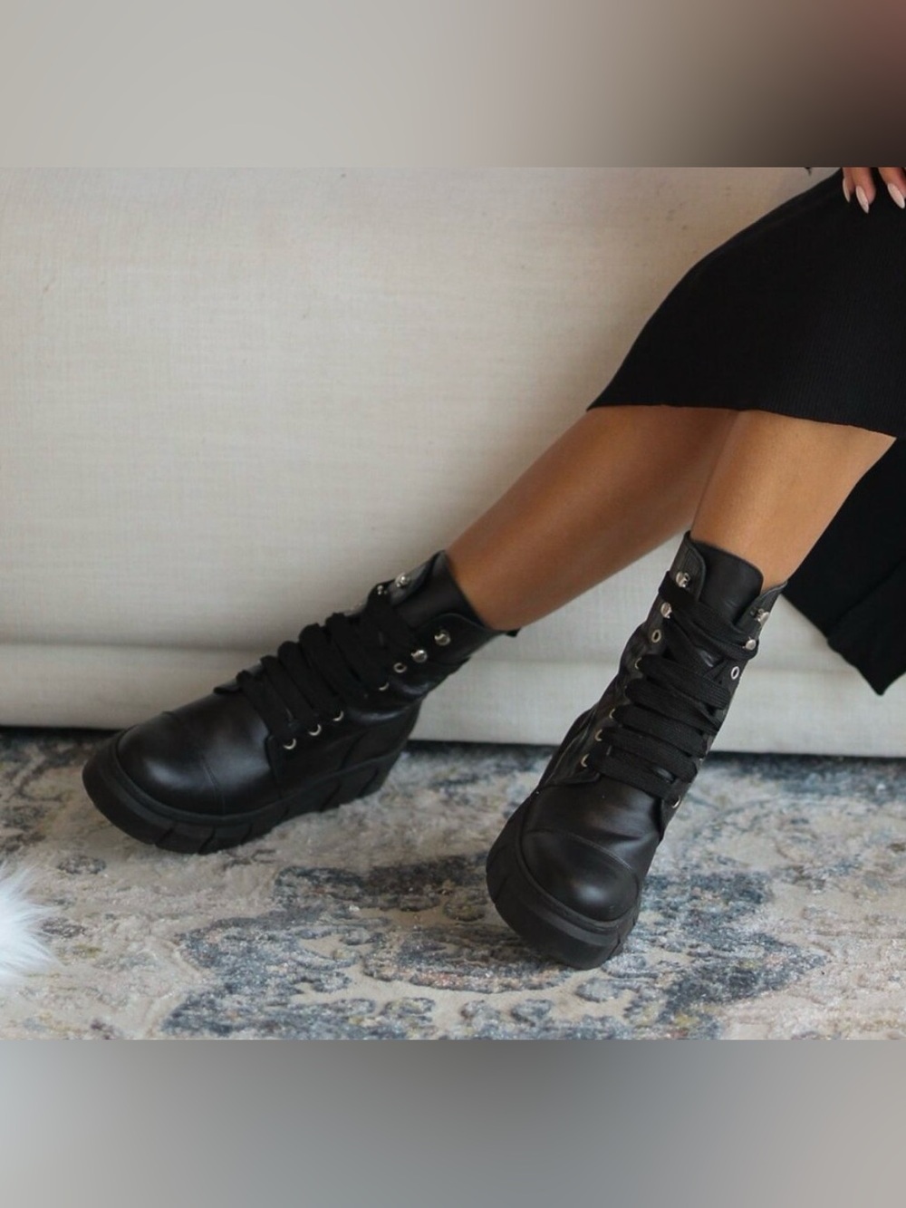 ALOHAS Croc Black Combat Boots